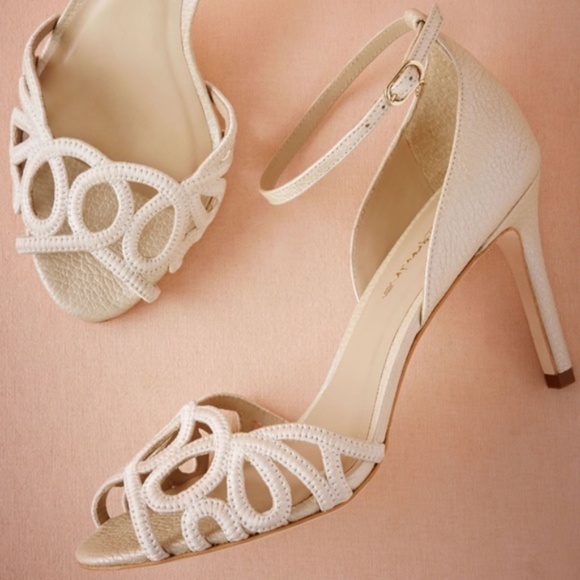 Anthropologie Shoes - Guilhermina Pearl Ankle Scalloped Wedding Heels